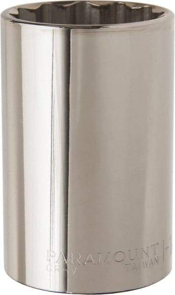 Paramount - 1-1/2", 1/2" Drive, Deep Hand Socket - 12 Points, 3-1/2" OAL, Steel, Chrome Finish - Benchmark Tooling