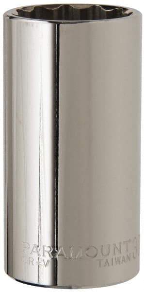 Paramount - 1/2" Drive, Deep Hand Socket - 12 Points, 3-1/4" OAL, Steel, Chrome Finish - Benchmark Tooling