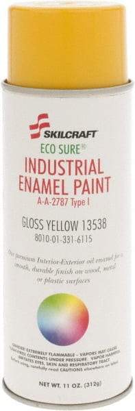 Ability One - Yellow, Gloss, Enamel Spray Paint - 8 to 10 Sq Ft per Can, 11 oz Container - Benchmark Tooling