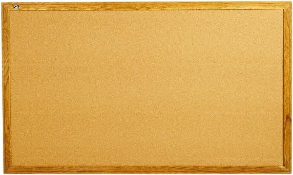 Quartet - 60" Wide x 36" High Open Cork Bulletin Board - Natural Cork over Fiberboard, Oak Frame - Benchmark Tooling