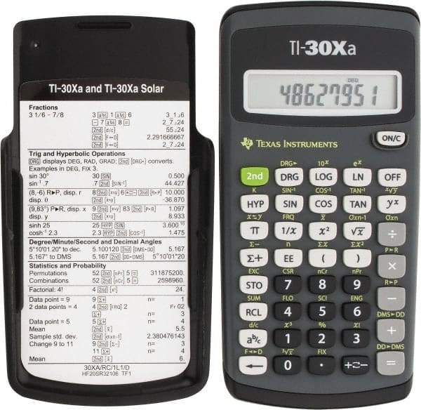 Texas Instruments - LCD 1 Function Handheld Calculator - 10 x 1 Display Size, Dark Gray & Black, (2) A76 Batteries Powered, 6" Long x 3-1/8" Wide - Benchmark Tooling
