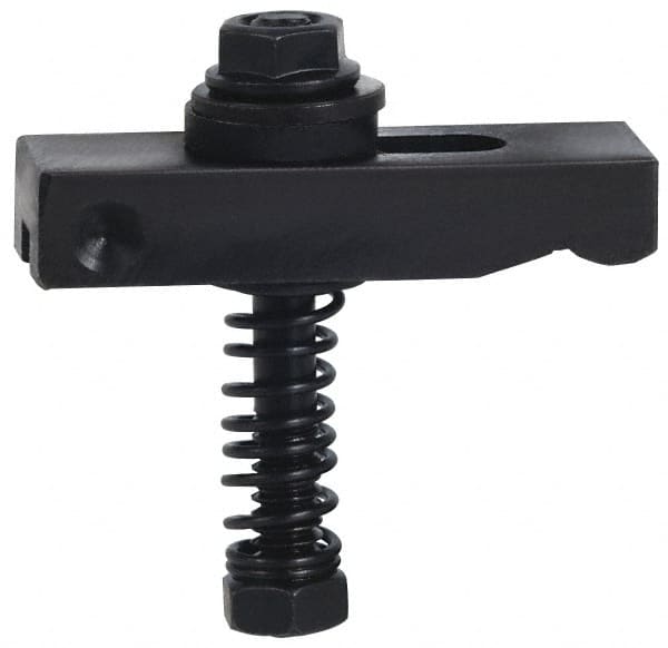 Value Collection - 1/4-20 Tap Size, Steel Strap Clamp Assembly - Single End Clamp, Radius Strap Nose, 3/8" Strap Thickness, 1/2" Travel, 2-1/2" Strap Len, 5/8" Strap Width - Benchmark Tooling