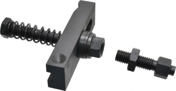 Value Collection - 5/8-11 Tap Size, Steel Strap Clamp Assembly - Single End Clamp, Radius Strap Nose, 7/8" Strap Thickness, 1-1/2" Travel, 5" Strap Len, 1-1/2" Strap Width - Benchmark Tooling