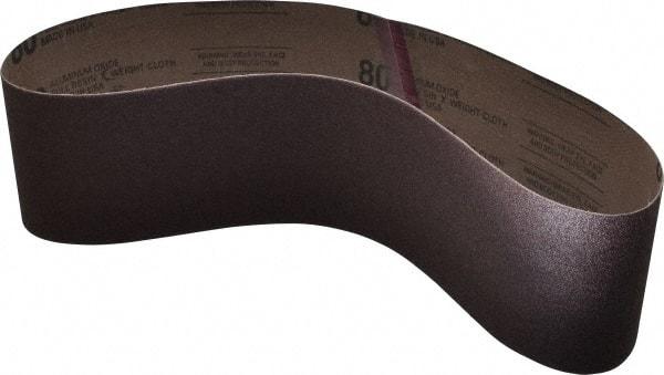 Tru-Maxx - 4" Wide x 36" OAL, 80 Grit, Aluminum Oxide Abrasive Belt - Aluminum Oxide, Medium, Coated - Benchmark Tooling