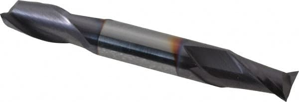 Niagara Cutter - 5/16", 1/2" LOC, 5/16" Shank Diam, 2-1/2" OAL, 2 Flute, Solid Carbide Square End Mill - Double End, TiAlN Finish, Spiral Flute, 30° Helix, Centercutting, Right Hand Cut, Right Hand Flute, Series CSD230 - Benchmark Tooling