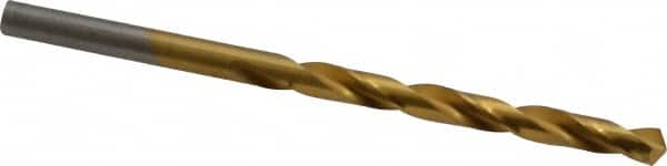 Hertel - #6 118° High Speed Steel Jobber Drill - TiN Finish, Right Hand Cut, Spiral Flute, Straight Shank, 3-3/4" OAL, Standard Point - Benchmark Tooling