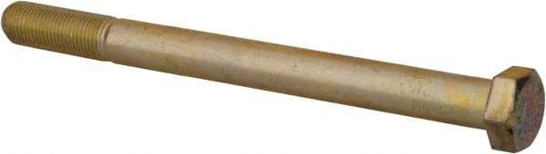 Made in USA - 1/2-20 UNF, 6" Length Under Head Hex Head Cap Screw - Partially Threaded, Grade 8 Alloy Steel, Zinc Yellow Dichromate Finish, 3/4" Hex - Benchmark Tooling