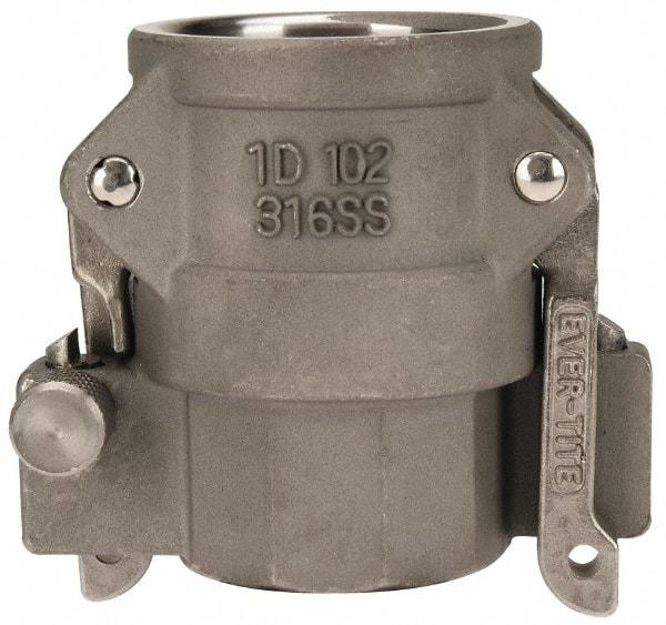 EVER-TITE Coupling Products - 1" Stainless Steel Cam & Groove Suction & Discharge Hose Female Coupler Female NPT Thread - Part D, 1" Lock-On Thread, 250 Max psi - Benchmark Tooling