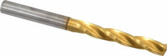 Guhring - 5.4mm 150° Solid Carbide Jobber Drill - TiN Finish, Right Hand Cut, Spiral Flute, Straight Shank, 2.598" OAL, Standard Point - Benchmark Tooling