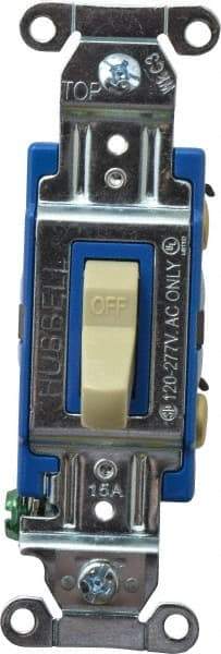 Hubbell Wiring Device-Kellems - 1 Pole, 120 to 277 VAC, 15 Amp, Industrial Grade, Toggle, Wall and Dimmer Light Switch - 1-5/16 Inch Wide x 4-1/16 Inch High - Benchmark Tooling