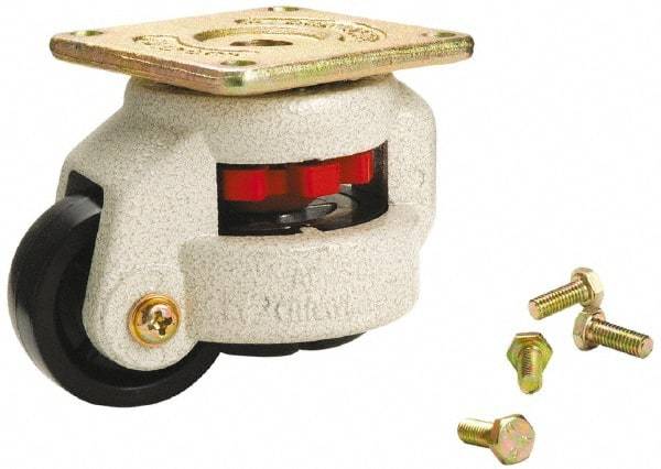 Sunnex - 2-1/8" Wide, Nylon Swivel Caster - 1,800 Lb Capacity, Top Plate Mount, 3.94" x 3.94" Plate, Ball Bearing - Benchmark Tooling