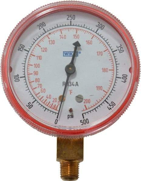 Wika - 2-1/2" Dial, 1/8 Thread, 0-500 Scale Range, Pressure Gauge - Lower Connection Mount, Accurate to 1-2-5% of Scale - Benchmark Tooling