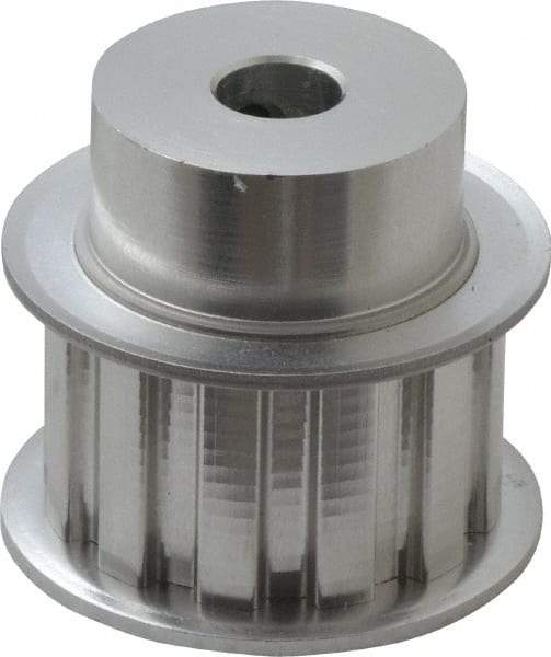 Power Drive - 12 Tooth, 3/8" Inside x 1.402" Outside Diam, Hub & Flange Timing Belt Pulley - 3/4" Belt Width, 1.432" Pitch Diam, 1" Face Width, Aluminum - Benchmark Tooling
