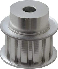 Power Drive - 12 Tooth, 3/8" Inside x 1.402" Outside Diam, Hub & Flange Timing Belt Pulley - 3/4" Belt Width, 1.432" Pitch Diam, 1" Face Width, Aluminum - Benchmark Tooling