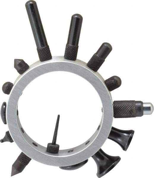 Starrett - 14 Piece, #4-48 Inch Thread, Steel, Drop Indicator Contact Point Set and Kit - Use With 25R Contact Point Set - Benchmark Tooling