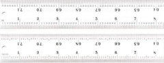 Starrett - 72" Long, 1/100, 1/64, 1/50, 1/32" Graduation, Rigid Spring Steel Rule - 16R Graduation Style, 1-1/2" Wide, Silver, Satin Chrome Finish - Benchmark Tooling