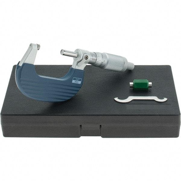 Starrett - 1 to 2" Range, 0.0001" Graduation, Mechanical Outside Micrometer - Ratchet Stop Thimble, Accurate to 0.00005" - Benchmark Tooling