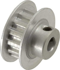 Power Drive - 14 Tooth, 1/4" Inside x 0.871" Outside Diam, Hub & Flange Timing Belt Pulley - 1/4" Belt Width, 0.891" Pitch Diam, 0.438" Face Width, Aluminum - Benchmark Tooling