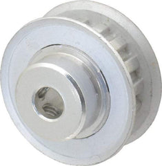 Power Drive - 15 Tooth, 1/4" Inside x 0.935" Outside Diam, Hub & Flange Timing Belt Pulley - 1/4" Belt Width, 0.955" Pitch Diam, 0.438" Face Width, Aluminum - Benchmark Tooling