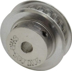 Power Drive - 20 Tooth, 1/4" Inside x 1.253" Outside Diam, Hub & Flange Timing Belt Pulley - 1/4" Belt Width, 1.273" Pitch Diam, 0.438" Face Width, Aluminum - Benchmark Tooling