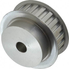 Power Drive - 22 Tooth, 1/2" Inside x 2.596" Outside Diam, Hub & Flange Timing Belt Pulley - 3/4" Belt Width, 2.626" Pitch Diam, 1" Face Width, Aluminum - Benchmark Tooling