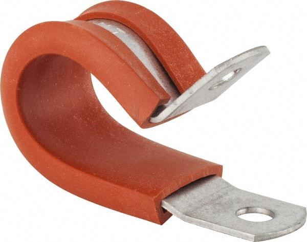 Made in USA - 7/8" Pipe, 7/8" Rod, Cushion Clamp - Gray & Red, Galvanized Steel & Silcone Cushion - Benchmark Tooling