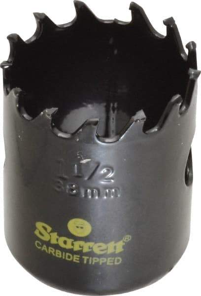 Starrett - 1-1/2" Diam, 1-5/8" Cutting Depth, Hole Saw - Carbide-Tipped Saw, Toothed Edge - Benchmark Tooling