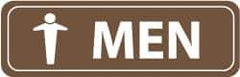 NMC - Men, 11" Wide x 3.5" High, Acrylic Sign - English, White on Brown, Wall Mount - Benchmark Tooling