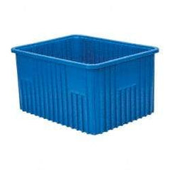 Quantum Storage - 100 Lb Load Capacity Blue Polypropylene Dividable Container - Stacking, 22-1/2" Long x 17-1/2" Wide x 12" High - Benchmark Tooling