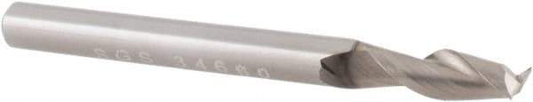 SGS - 1/8", 3/8" LOC, 1/8" Shank Diam, 1-1/2" OAL, 2 Flute, Solid Carbide Square End Mill - Single End, TiB2 Finish, Spiral Flute, 35° Helix, Centercutting, Right Hand Cut, Right Hand Flute, Series 47 - Benchmark Tooling
