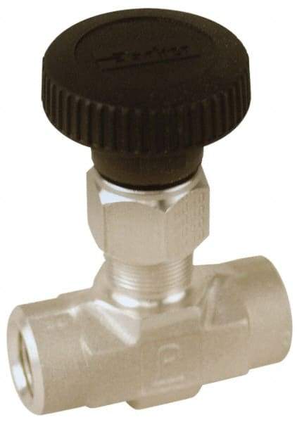 Parker - 5,000 Max psi, 1/8" Pipe, 316 Grade Stainless Steel, Inline Instrumentation Needle Valve - FNPT x FNPT End Connections - Benchmark Tooling