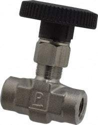 Parker - 5,000 Max psi, 1/4" Pipe, 316 Grade Stainless Steel, Inline Instrumentation Needle Valve - FNPT x FNPT End Connections - Benchmark Tooling