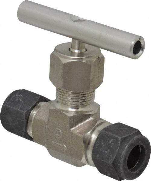 Parker - 5,000 Max psi, 1/2" Pipe, 316 Grade Stainless Steel, Inline Instrumentation Needle Valve - Compression x Compression CPI End Connections - Benchmark Tooling