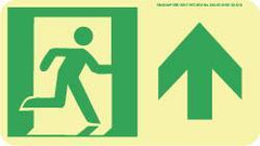 NMC - Forward Arrow, Right Side Stick Figure in Doorway (Graphic), Polyester Exit Sign - 8" Wide x 4-1/2" High, Glow-in-the-Dark - Benchmark Tooling