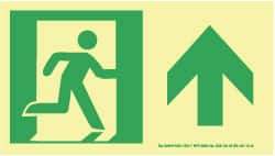 NMC - Forward Arrow, Right Side Stick Figure in Doorway (Graphic), Plastic Exit Sign - 8" Wide x 4-1/2" High, Glow-in-the-Dark - Benchmark Tooling