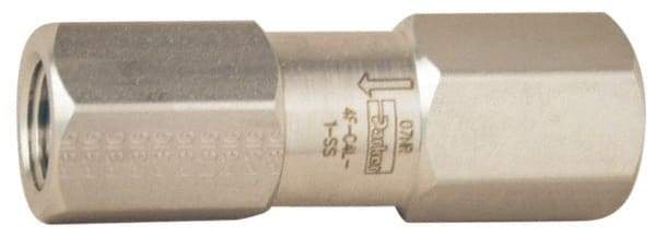 Parker - 1/8" Stainless Steel Check Valve - Inline, FNPT x FNPT, 6,000 WOG - Benchmark Tooling