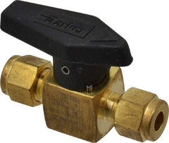 Parker - 1/4" Pipe, 3,000 psi WOG Rating, Brass, Inline, One Way Instrumentation Plug Valve - Wedge Handle, Viton Seal - Benchmark Tooling