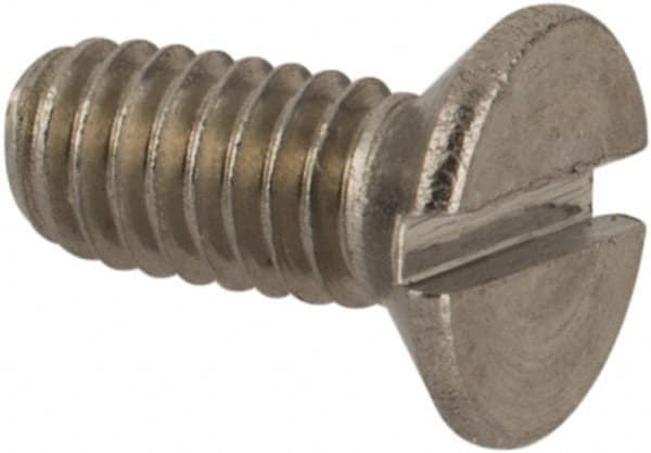 Value Collection - M2.5x0.45 Metric Coarse, 6mm OAL Slotted Drive Machine Screw - Flat Head, Grade 18-8 & A2 Stainless Steel, Uncoated, Without Washer - Benchmark Tooling