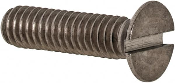 Value Collection - M2.5x0.45 Metric Coarse, 10mm OAL Slotted Drive Machine Screw - Flat Head, Grade 18-8 & A2 Stainless Steel, Uncoated, Without Washer - Benchmark Tooling
