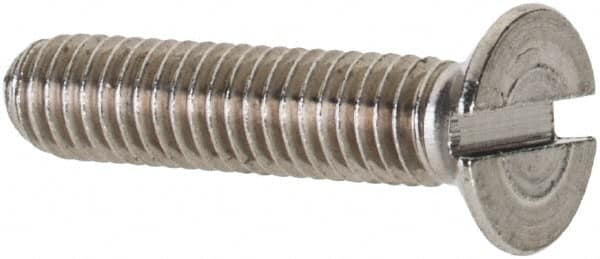Value Collection - M3x0.50 Metric Coarse, 14mm OAL Slotted Drive Machine Screw - Flat Head, Grade 18-8 & A2 Stainless Steel, Uncoated, Without Washer - Benchmark Tooling