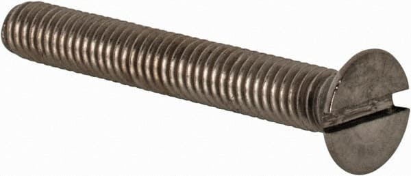 Value Collection - M4x0.70 Metric Coarse, 30mm OAL Slotted Drive Machine Screw - Flat Head, Grade 18-8 & A2 Stainless Steel, Uncoated, Without Washer - Benchmark Tooling