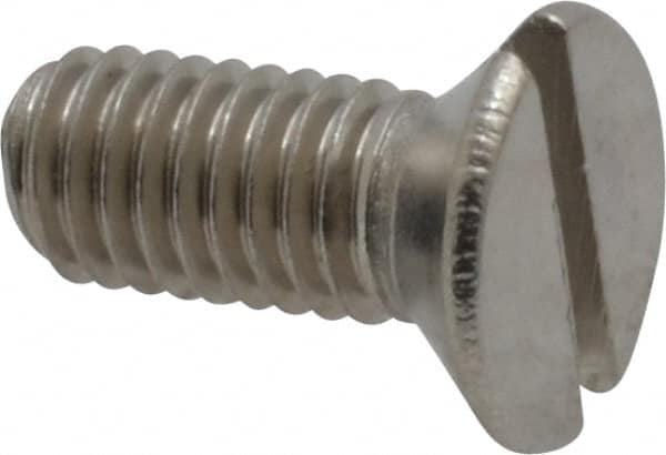 Value Collection - M5x0.80 Metric Coarse, 12mm OAL Slotted Drive Machine Screw - Flat Head, Grade 18-8 & A2 Stainless Steel, Uncoated, Without Washer - Benchmark Tooling