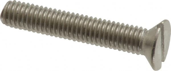 Value Collection - M6x1.00 Metric Coarse, 35mm OAL Slotted Drive Machine Screw - Flat Head, Grade 18-8 & A2 Stainless Steel, Uncoated, Without Washer - Benchmark Tooling