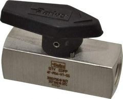 Parker - 1/4" Pipe, 3,000 psi WOG Rating, 316 Stainless Steel, Inline, One Way Instrumentation Plug Valve - Wedge Handle, FNPT x FNPT End Connections, Viton Seal - Benchmark Tooling