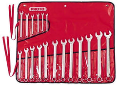 Proto - 18 Piece, 7mm to 24mm, Combination Wrench Set - Metric Measurement Standard, Satin Finish, Comes in Canvas Roll - Benchmark Tooling