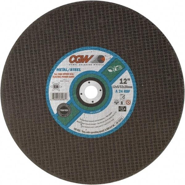 Camel Grinding Wheels - 14" 24 Grit Aluminum Oxide Cutoff Wheel - 5/32" Thick, 1" Arbor, 5,500 Max RPM - Benchmark Tooling