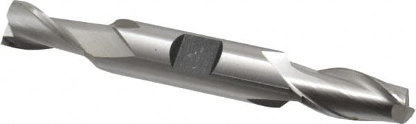 Hertel - 7/16", 13/16" LOC, 1/2" Shank Diam, 3-3/4" OAL, 2 Flute, Cobalt Square End Mill - Double End, Uncoated, Spiral Flute, 30° Helix, Centercutting, Right Hand Cut, Right Hand Flute - Benchmark Tooling