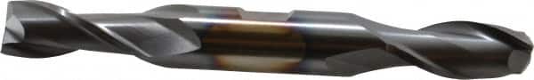 Cleveland - 9/16", 1-1/8" LOC, 5/8" Shank Diam, 5" OAL, 2 Flute, High Speed Steel Square End Mill - Double End, TiCN Finish, Spiral Flute, 30° Helix, Centercutting, Right Hand Cut, Right Hand Flute, Series HD-2 - Benchmark Tooling