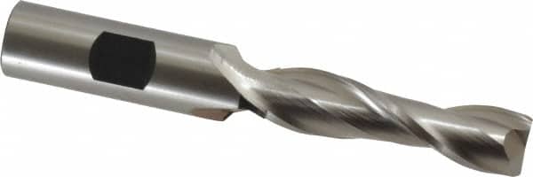 Cleveland - 17/32", 2" LOC, 5/8" Shank Diam, 4-5/8" OAL, 2 Flute, High Speed Steel Square End Mill - Single End, Uncoated, Spiral Flute, 30° Helix, Centercutting, Right Hand Cut, Right Hand Flute, Series HG-2 - Benchmark Tooling