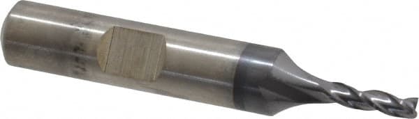 Cleveland - 1/8", 3/8" LOC, 3/8" Shank Diam, 2-5/16" OAL, 3 Flute, High Speed Steel Square End Mill - Single End, TiCN Finish, Spiral Flute, 30° Helix, Centercutting, Right Hand Cut, Right Hand Flute, Series HG-3 - Benchmark Tooling